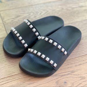 Valentino rockstud rubber slider sandal